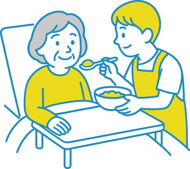 介護ベッドで食事介助 介護ベッドで食事介助 介護,福祉,高齢者,食事介助,シニア,老人,介護職,介護施設,デイサービス,ベッドのイラスト素材