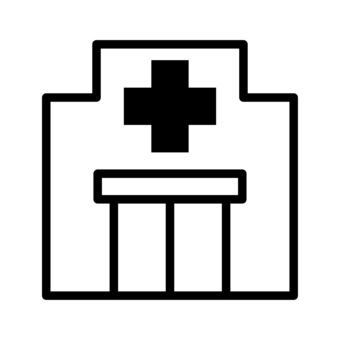 病院　白黒 病院,白黒,クリニック,建物,マーク,アイコン,イラスト,シンプルのイラスト素材