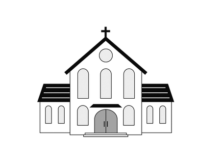 教会 チャペル,モノクロ,１色,白黒,シンプル,線画のイラスト素材