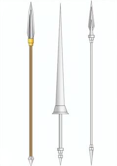 槍三種セット 槍三種セット 中世,槍,馬上槍,ランス,ファンタジー,武器,メタリックのイラスト素材