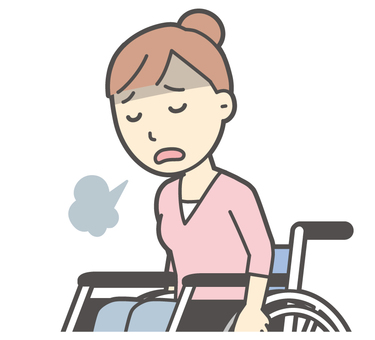  お団子主婦-548-バスト 車いす,主婦,ママ,長袖,シャツ,半端袖,お団子,アップヘア,女性,母のイラスト素材