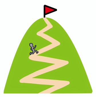山登り　ジグザグ２ 山登り,ジグザグ,登る,山,旗,走る,男性,人,山道,山頂のイラスト素材