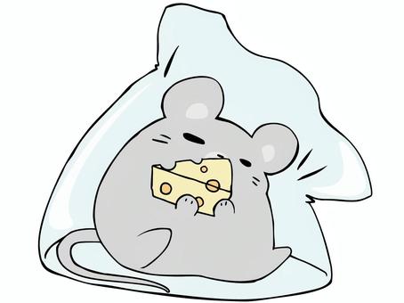 袋のねずみ ねずみ,袋,主線あり,チーズ,食べ物,袋の鼠,ダジャレ,慣用句,イメージ,動物のイラスト素材