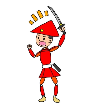 元気な戦国時代の足軽 足軽,侍,武士,鎧武者,戦士,兵士,日本,和風,歴史,日本史のイラスト素材