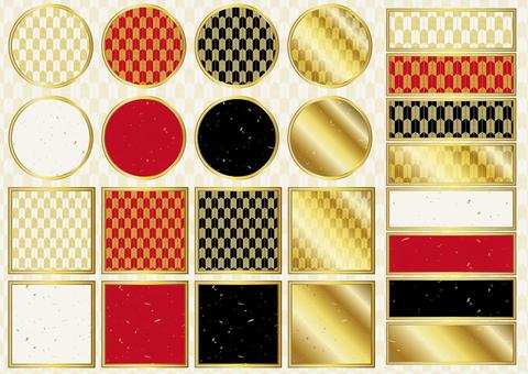 Japanese style gold edge frame material set of Yagasuri and Japanese paper, JPG, PNG and AI Japanese style gold edge frame material set of Yagasuri and Japanese paper, , JPG, PNG and AI