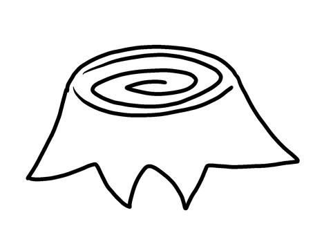 切り株線画 切り株,年輪,手描き,自然,シンプル,ゆるい,コミカル,背景透過,伐採,伐木のイラスト素材