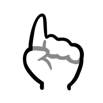 １の手モノクロ １,数字,数,モノクロ,白黒,シンプル,手,指,人差し指,ポイントのイラスト素材