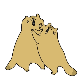 マーモットの喧嘩 マーモット,動物,手書き,かわいい,ゆるい,ケンカのイラスト素材