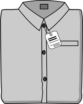 カッターシャツ値札 カッターシャツ値札 カッターシャツ,値札,商品,紳士服,フォーマル,たたむ,線画,グレーのイラスト素材
