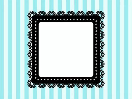 かわいいレースフレーム2・四角ストライプ レース,ゴシック,素敵,美しい,黒,ストライプ,縞のイラスト素材