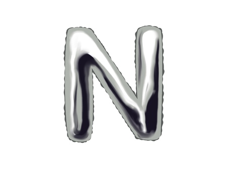 バルーン文字Nシルバー アルファベット,バルーン文字,風船,文字,かわいい,alphabet,nのイラスト素材
