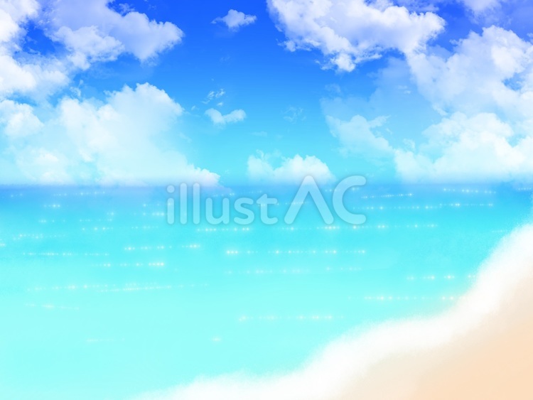 青い空と青い海　背景 海,波,青空のイラスト素材