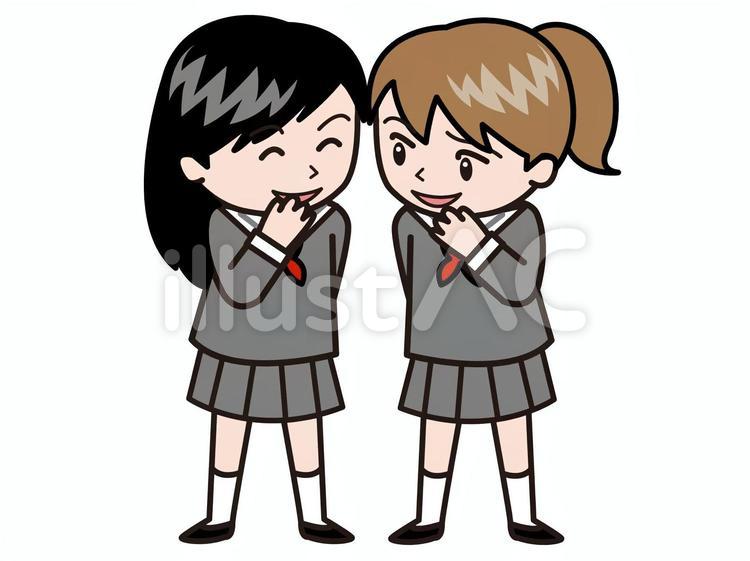 陰口を言う女子たち かわいい,アイコン,学生のイラスト素材