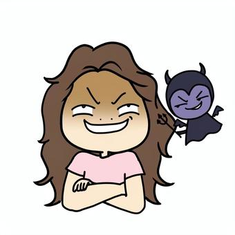 悪魔の囁き　悪巧みする女子 悪巧み,悪い,女性,女子,考える,策略,陰謀,策謀,詐欺,検討のイラスト素材