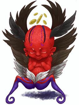 おぞましい輪廻のゆりかご 悪魔,天使,赤ちゃん,グロテスク,オカルト,ホラー,モンスター,妖怪,怪物,ダークのイラスト素材