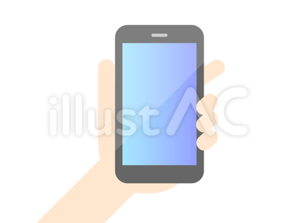 スマホを持つデフォルメされた手