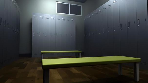 静寂の暗い部室 学校,ロッカールーム,更衣室,脱衣所,控え室,部室,ロッカー,着替え,部屋,室内のイラスト素材