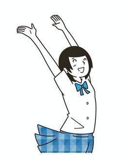 舉起雙手歡欣鼓舞的女學生, JPG, PNG 和 AI 舉起雙手歡欣鼓舞的女學生, , JPG, PNG 和 AI