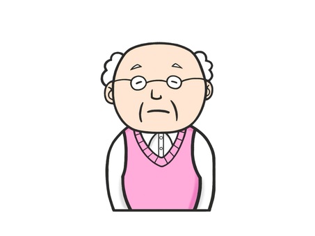 眼鏡の優しそうなお爺ちゃん(高齢者) お爺さん,白髪,老人,祖父,物静か,優しそう,手描き,福祉,長袖,高齢者のイラスト素材