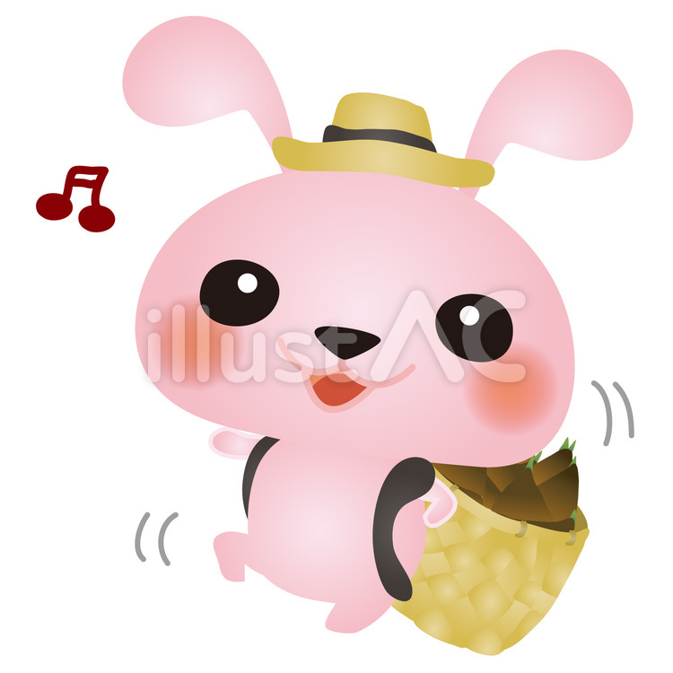 うさぎたけのこ狩り1 うさぎ,たけのこ,たけのこ狩りのイラスト素材