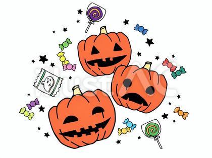 ハロウィンの挿し絵②かぼちゃとお菓子