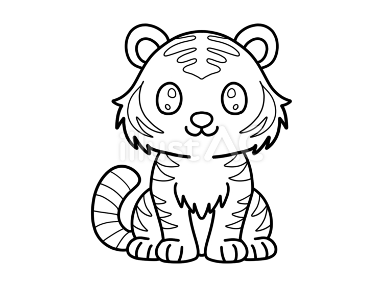 こどものぬりえ5（とら） とら,動物,塗り絵のイラスト素材