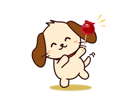 Illustration, dog, apple candy, sweets, JPG, PNG and AI