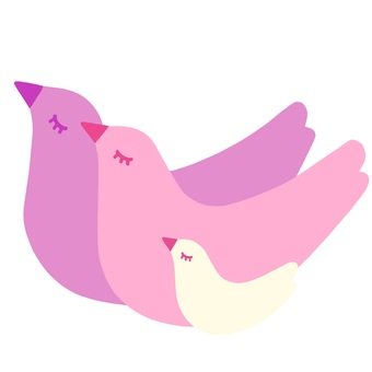 目を閉じた鳥の一家 鳥,家族,かわいい,並んだ,綺麗,まつ毛,うたた寝,眠る,アイコン,愛のイラスト素材