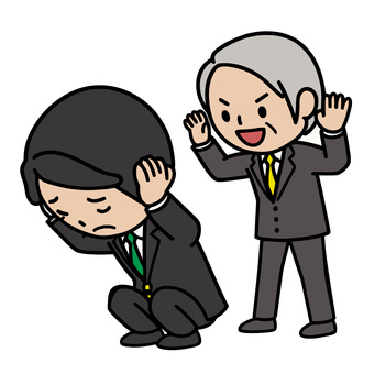 脅かす人 脅かす人 脅かし,びっくり,いじめ,怖がり,馬鹿にする,悪口,パワハラ,男性,スーツ,ビジネスのイラスト素材