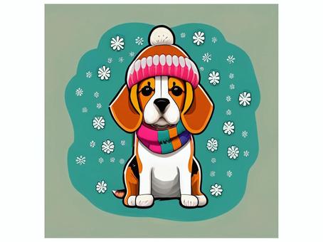 Beagle and woolen hat 13, , JPG and PNG