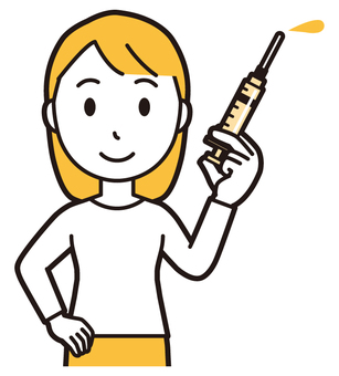  ロングヘア女性(黄)-366-バスト 診察,女性,女の子,人物,かわいい,注射,治療,病院,笑顔,にっこりのイラスト素材