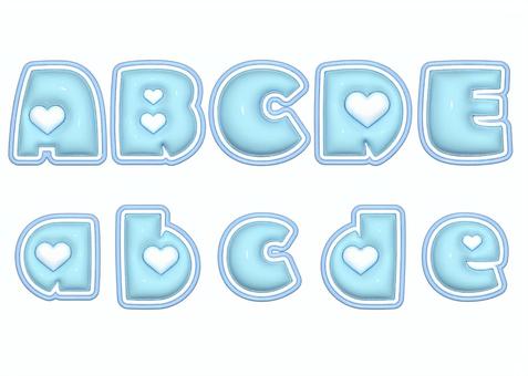 ぷっくり文字　アルファベット　ABCDE ぷっくり文字,ぷっくり,可愛い,3d,立体,アルファベット,ローマ字,水色のイラスト素材