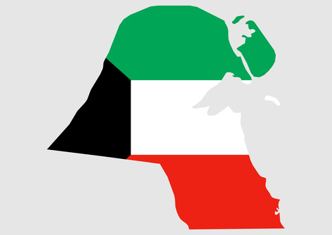 クウェートの地図（国旗柄）