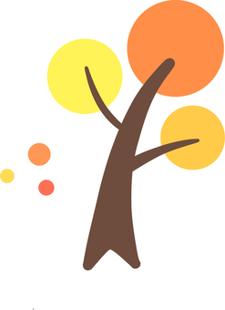 手書きの木のイラスト（紅葉）