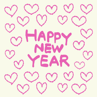 年賀状素材「ハッピーニューイヤー」英語 年賀状素材,正月,元旦,新年,祝福,祝,祈願,挨拶,文章,メッセージのイラスト素材