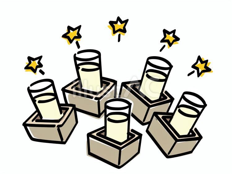 冷酒を枡酒グラスで乾杯！_色ズレゆるい絵 日本酒,乾杯,冷酒のイラスト素材