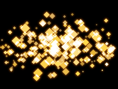 黄色の四角パーティクル背景　透過あり 背景,キラキラ,パーティクル,エフェクト,デコレーション,四角,光沢,豪華,エネルギー,煌めきのイラスト素材