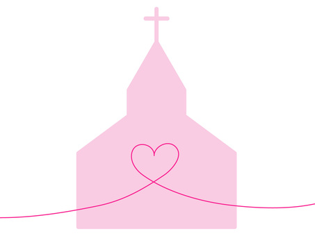 愛・結婚・教会・チャペルと手描きハート 教会,結婚式,背景,チャペル,ウェディング,ブライダル,ハート,愛,ロマンス,繋がりのイラスト素材