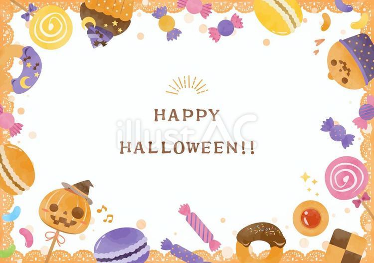 かわいいお菓子とハロウィーンのフレーム ハロウィーン,秋,フレームのイラスト素材