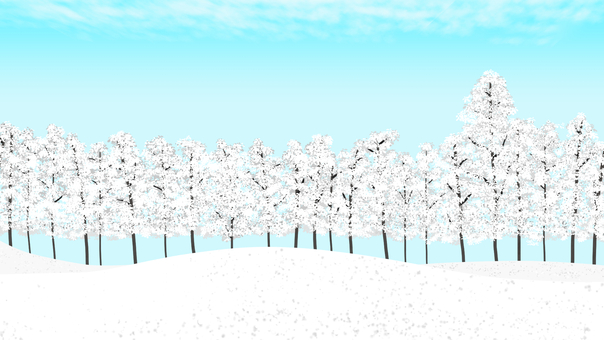 雪野原のイラスト_フルHDサイズ2 雪,雪景色,一面,雪野原,雪化粧,銀世界,森,林,木,並木のイラスト素材