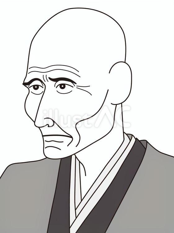 高野長英（白黒） 高野長英,歴史,幕末のイラスト素材