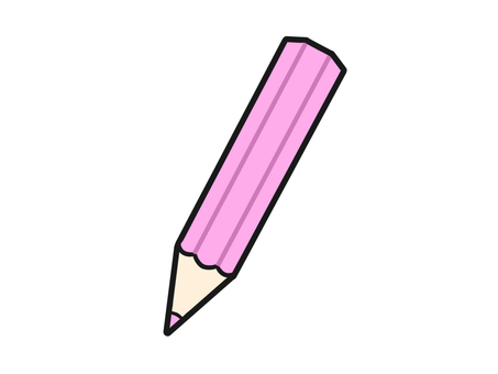 ピンクの色鉛筆のイラスト 文房具,色鉛筆,芯,短い,細長いのイラスト素材
