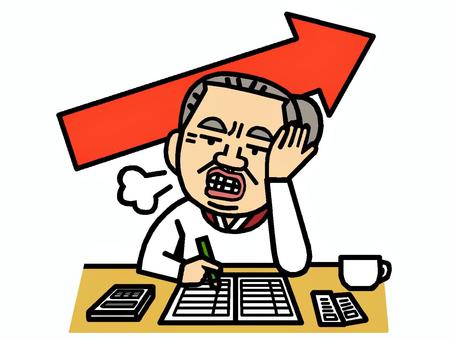 物価上昇 物価上昇,値上げ,ため息,家計簿,おばあちゃん,女性,人物,イラストのイラスト素材