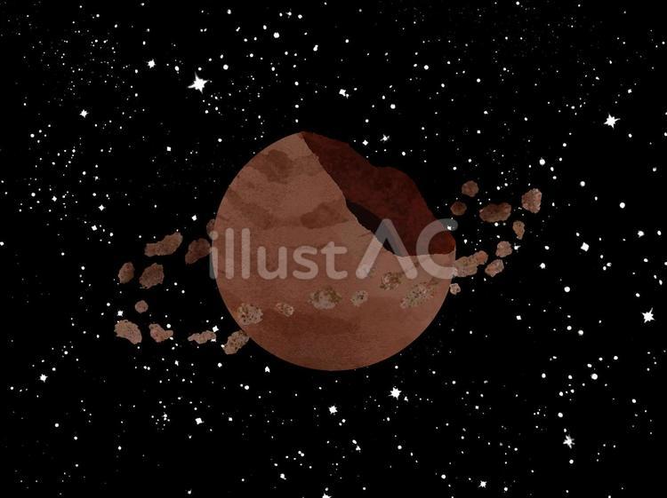 壊れた惑星と小惑星 宇宙,空,無重力のイラスト素材