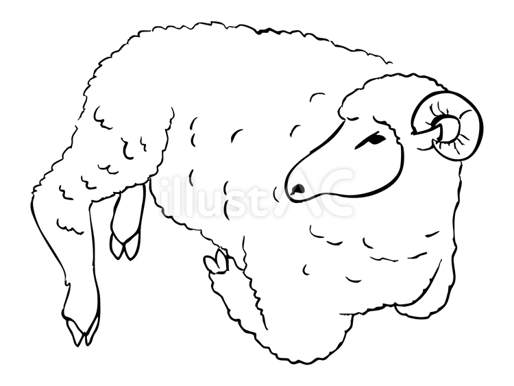 牡羊座の筆書き線画イラスト 牡羊座,星座,羊のイラスト素材