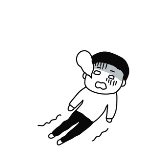 ぐったりする男性 男性,不調,体調不良,げっそり,ぐったり,男,シンプル,白黒,線画,手描きのイラスト素材