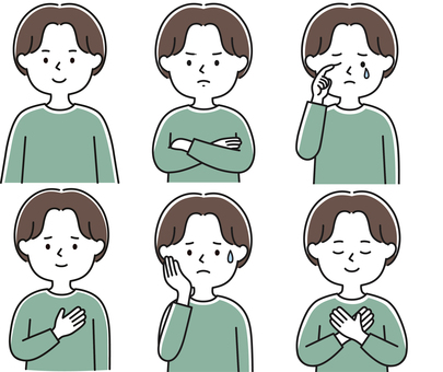 MIX01 上半身 男性_顔白-影CEM 男性,メンズ,笑う,笑顔,怒る,叱る,泣く,悲しい,安心,安堵のイラスト素材