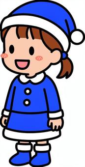 青のサンタコスの女の子です。