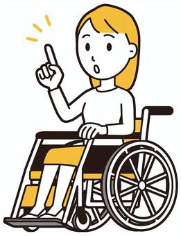  ロングヘア女性(黄)-306-全身 車いす,女性,女の子,人物,かわいい,障害者,車椅子,座る,若い,挿絵のイラスト素材