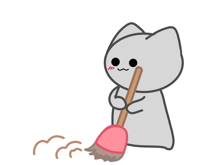 Cat sweeping with a broom, JPG and PNG Cat sweeping with a broom, cat, animal, cute, JPG and PNG